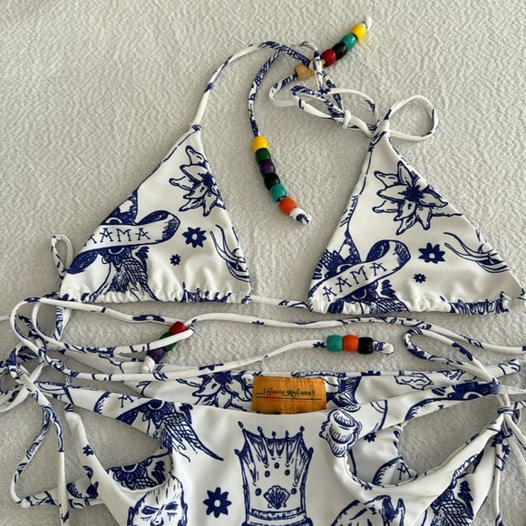 HOUSE OF AAMA Tattoo Bikini with Vintage Beads, Size 6, $390 - Picture 10 of 17